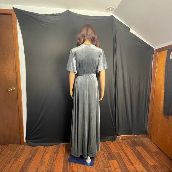 Blue Gray Velvet Dress - Picture 2 of 5